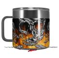 Skin Decal Wrap for Yeti Coffee Mug 14oz Chrome Skull on Fire - 14 oz CUP NOT INCLUDED by WraptorSkinz
