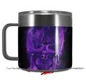 Skin Decal Wrap for Yeti Coffee Mug 14oz Flaming Fire Skull Purple - 14 oz CUP NOT INCLUDED by WraptorSkinz