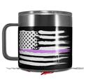 Skin Decal Wrap for Yeti Coffee Mug 14oz Brushed USA American Flag Pink Line - 14 oz CUP NOT INCLUDED by WraptorSkinz