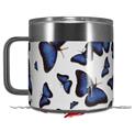 Skin Decal Wrap for Yeti Coffee Mug 14oz Butterflies Blue - 14 oz CUP NOT INCLUDED by WraptorSkinz