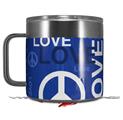 Skin Decal Wrap for Yeti Coffee Mug 14oz Love and Peace Blue - 14 oz CUP NOT INCLUDED by WraptorSkinz