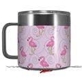 Skin Decal Wrap for Yeti Coffee Mug 14oz Flamingos on Pink - 14 oz CUP NOT INCLUDED by WraptorSkinz