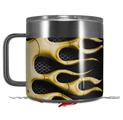 Skin Decal Wrap for Yeti Coffee Mug 14oz Metal Flames Yellow - 14 oz CUP NOT INCLUDED by WraptorSkinz