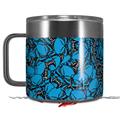 Skin Decal Wrap for Yeti Coffee Mug 14oz Scattered Skulls Neon Blue - 14 oz CUP NOT INCLUDED by WraptorSkinz