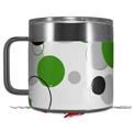 Skin Decal Wrap for Yeti Coffee Mug 14oz Lots of Dots Green on White - 14 oz CUP NOT INCLUDED by WraptorSkinz