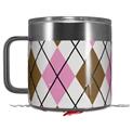 Skin Decal Wrap for Yeti Coffee Mug 14oz Argyle Pink and Brown - 14 oz CUP NOT INCLUDED by WraptorSkinz