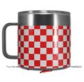 Skin Decal Wrap for Yeti Coffee Mug 14oz Checkered Canvas Red and White - 14 oz CUP NOT INCLUDED by WraptorSkinz