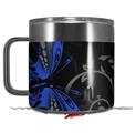 Skin Decal Wrap for Yeti Coffee Mug 14oz Twisted Garden Gray and Blue - 14 oz CUP NOT INCLUDED by WraptorSkinz