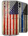 2 Decal style Skin Wraps set compatible with Apple iPhone X and XS Painted Faded and Cracked USA American Flag