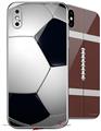 2 Decal style Skin Wraps set compatible with Apple iPhone X and XS Soccer Ball