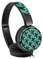Decal style Skin Wrap for Sony MDR ZX110 Headphones Retro Houndstooth Seafoam Green (HEADPHONES NOT INCLUDED)