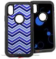 2x Decal style Skin Wrap Set compatible with Otterbox Defender iPhone X and Xs Case - Zig Zag Blues (CASE NOT INCLUDED)