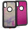 2x Decal style Skin Wrap Set compatible with Otterbox Defender iPhone X and Xs Case - Pastel Abstract Pink and Blue (CASE NOT INCLUDED)