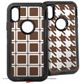 2x Decal style Skin Wrap Set compatible with Otterbox Defender iPhone X and Xs Case - Squared Chocolate Brown (CASE NOT INCLUDED)