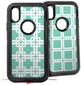 2x Decal style Skin Wrap Set compatible with Otterbox Defender iPhone X and Xs Case - Boxed Seafoam Green (CASE NOT INCLUDED)