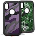 2x Decal style Skin Wrap Set compatible with Otterbox Defender iPhone X and Xs Case - Camouflage Purple (CASE NOT INCLUDED)