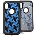 2x Decal style Skin Wrap Set compatible with Otterbox Defender iPhone X and Xs Case - Retro Houndstooth Blue (CASE NOT INCLUDED)