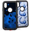 2x Decal style Skin Wrap Set compatible with Otterbox Defender iPhone X and Xs Case - HEX Blue (CASE NOT INCLUDED)