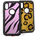2x Decal style Skin Wrap Set compatible with Otterbox Defender iPhone X and Xs Case - Zebra Skin Pink (CASE NOT INCLUDED)