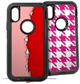 2x Decal style Skin Wrap Set compatible with Otterbox Defender iPhone X and Xs Case - Ripped Colors Pink Red (CASE NOT INCLUDED)
