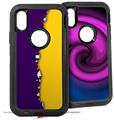 2x Decal style Skin Wrap Set compatible with Otterbox Defender iPhone X and Xs Case - Ripped Colors Purple Yellow (CASE NOT INCLUDED)