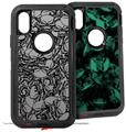2x Decal style Skin Wrap Set compatible with Otterbox Defender iPhone X and Xs Case - Scattered Skulls Gray (CASE NOT INCLUDED)
