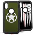 2x Decal style Skin Wrap Set compatible with Otterbox Defender iPhone X and Xs Case - Distressed Army Star (CASE NOT INCLUDED)