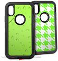 2x Decal style Skin Wrap Set compatible with Otterbox Defender iPhone X and Xs Case - Raining Neon Green (CASE NOT INCLUDED)