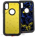 2x Decal style Skin Wrap Set compatible with Otterbox Defender iPhone X and Xs Case - Raining Yellow (CASE NOT INCLUDED)