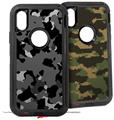 2x Decal style Skin Wrap Set compatible with Otterbox Defender iPhone X and Xs Case - WraptorCamo Old School Camouflage Camo Black (CASE NOT INCLUDED)