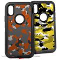 2x Decal style Skin Wrap Set compatible with Otterbox Defender iPhone X and Xs Case - WraptorCamo Old School Camouflage Camo Orange Burnt (CASE NOT INCLUDED)