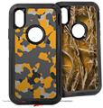 2x Decal style Skin Wrap Set compatible with Otterbox Defender iPhone X and Xs Case - WraptorCamo Old School Camouflage Camo Orange (CASE NOT INCLUDED)