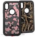 2x Decal style Skin Wrap Set compatible with Otterbox Defender iPhone X and Xs Case - WraptorCamo Old School Camouflage Camo Pink (CASE NOT INCLUDED)