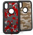 2x Decal style Skin Wrap Set compatible with Otterbox Defender iPhone X and Xs Case - WraptorCamo Old School Camouflage Camo Red (CASE NOT INCLUDED)