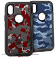 2x Decal style Skin Wrap Set compatible with Otterbox Defender iPhone X and Xs Case - WraptorCamo Old School Camouflage Camo Red Dark (CASE NOT INCLUDED)