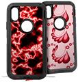 2x Decal style Skin Wrap Set compatible with Otterbox Defender iPhone X and Xs Case - Electrify Red (CASE NOT INCLUDED)