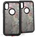 2x Decal style Skin Wrap Set compatible with Otterbox Defender iPhone X and Xs Case - Marble Granite 08 Pink (CASE NOT INCLUDED)