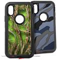 2x Decal style Skin Wrap Set compatible with Otterbox Defender iPhone X and Xs Case - WraptorCamo Grassy Marsh Camo Neon Green (CASE NOT INCLUDED)