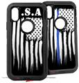 2x Decal style Skin Wrap Set compatible with Otterbox Defender iPhone X and Xs Case - Yeti Colster Brushed USA American Flag USA (CASE NOT INCLUDED)