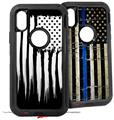 2x Decal style Skin Wrap Set compatible with Otterbox Defender iPhone X and Xs Case - Yeti Colster Brushed USA American Flag (CASE NOT INCLUDED)