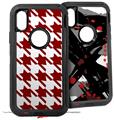 2x Decal style Skin Wrap Set compatible with Otterbox Defender iPhone X and Xs Case - Houndstooth Red Dark (CASE NOT INCLUDED)