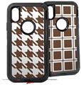 2x Decal style Skin Wrap Set compatible with Otterbox Defender iPhone X and Xs Case - Houndstooth Chocolate Brown (CASE NOT INCLUDED)