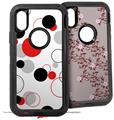 2x Decal style Skin Wrap Set compatible with Otterbox Defender iPhone X and Xs Case - Lots of Dots Red on White (CASE NOT INCLUDED)