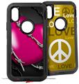 2x Decal style Skin Wrap Set compatible with Otterbox Defender iPhone X and Xs Case - Barbwire Heart Hot Pink (CASE NOT INCLUDED)