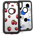 2x Decal style Skin Wrap Set compatible with Otterbox Defender iPhone X and Xs Case - Strawberries on White (CASE NOT INCLUDED)