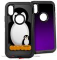 2x Decal style Skin Wrap Set compatible with Otterbox Defender iPhone X and Xs Case - Penguins on Black (CASE NOT INCLUDED)