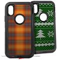 2x Decal style Skin Wrap Set compatible with Otterbox Defender iPhone X and Xs Case - Plaid Pumpkin Orange (CASE NOT INCLUDED)
