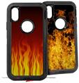 2x Decal style Skin Wrap Set compatible with Otterbox Defender iPhone X and Xs Case - Fire on Black (CASE NOT INCLUDED)
