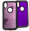 2x Decal style Skin Wrap Set compatible with Otterbox Defender iPhone X and Xs Case - Feminine Yin Yang Purple (CASE NOT INCLUDED)