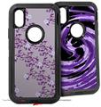2x Decal style Skin Wrap Set compatible with Otterbox Defender iPhone X and Xs Case - Victorian Design Purple (CASE NOT INCLUDED)